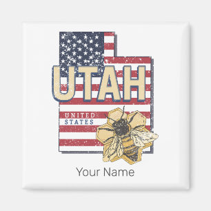 Utah Bee United States Retro Map Vintage USA Magnet