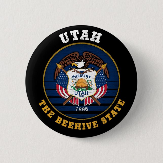 UTAH BEEHIVE STATE FLAG BUTTON (Front)