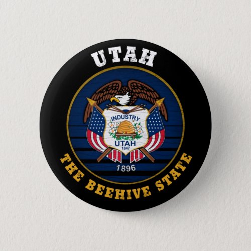 UTAH BEEHIVE STATE FLAG BUTTON