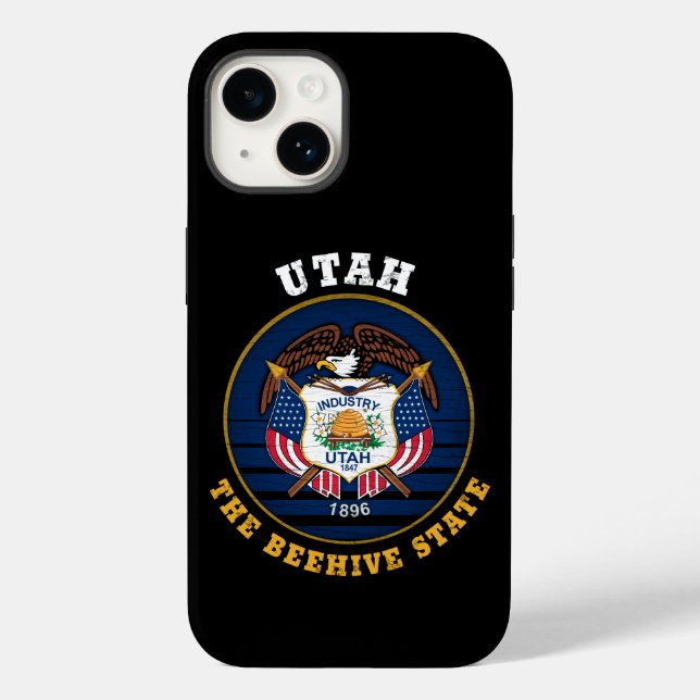 UTAH BEEHIVE STATE FLAG Case-Mate iPhone CASE (Back)