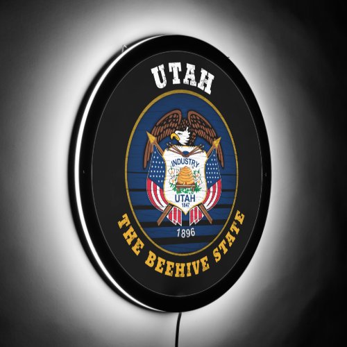 UTAH BEEHIVE STATE FLAG LED SIGN