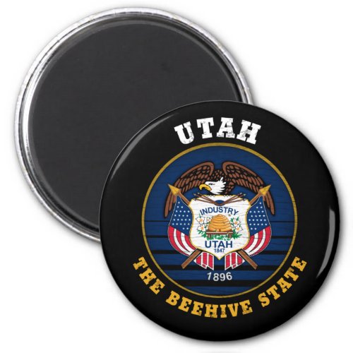 UTAH BEEHIVE STATE FLAG MAGNET