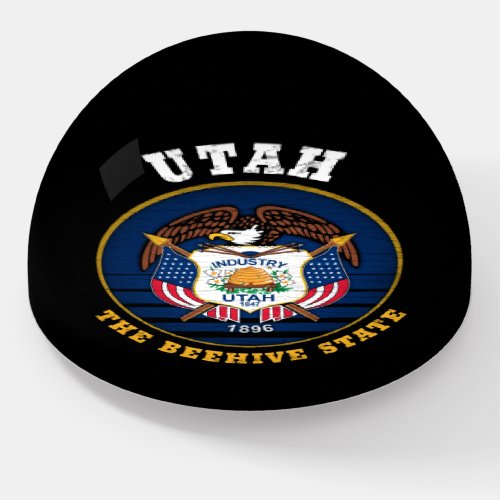 UTAH BEEHIVE STATE FLAG PAPERWEIGHT