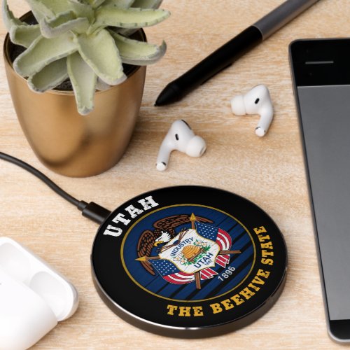 UTAH BEEHIVE STATE FLAG WIRELESS CHARGER 