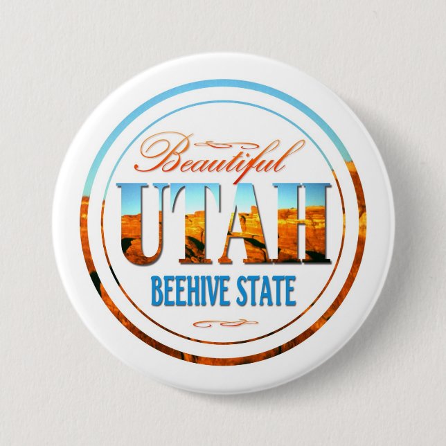 Utah Beehive State Pinback Button (Front)
