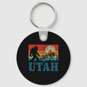 Utah Bigfoot Vintage Mountains Hiking Camping Hunt Keychain