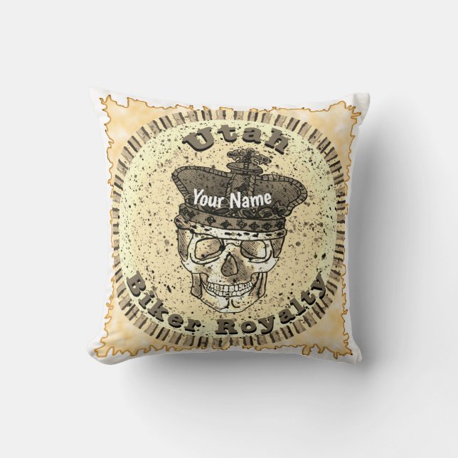 Utah Biker Throw Pillow (Front)