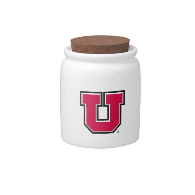 Utah Block U Candy Jar (Front)