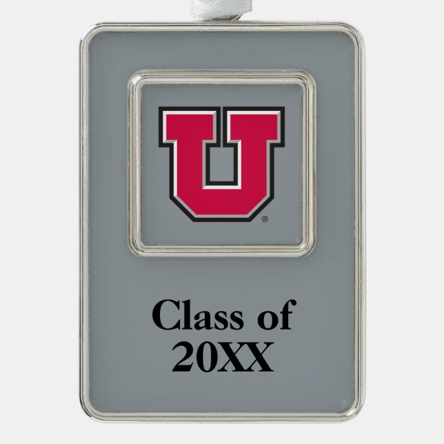 Utah Block U Silver Plated Framed Ornament (Front)