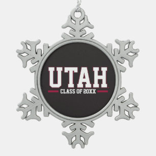 Utah Class Year Snowflake Pewter Christmas Ornament