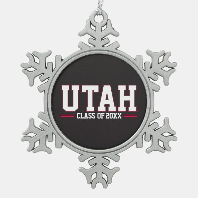 Utah Class Year Snowflake Pewter Christmas Ornament (Front)
