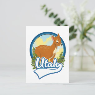 Utah Deer Travel logo Holiday Postcard