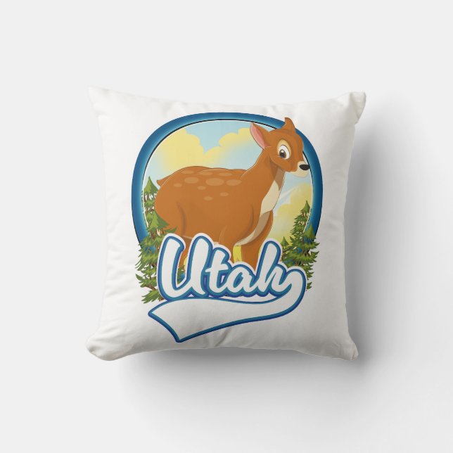 Utah Deer Travel logo Throw Pillow (Front)