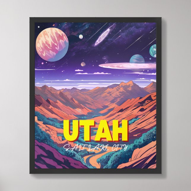 Utah Dreamscape - Celestial Mountain Range Framed Art (Framed Front)