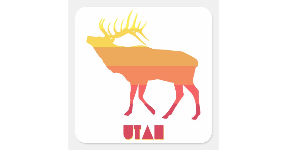 Utah Elk Square Sticker Zazzle