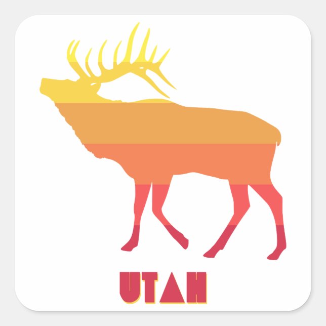 Utah Elk Square Sticker (Front)