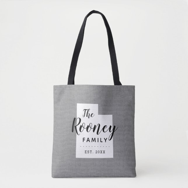 Utah Family Monogram State Tote Bag (Front)