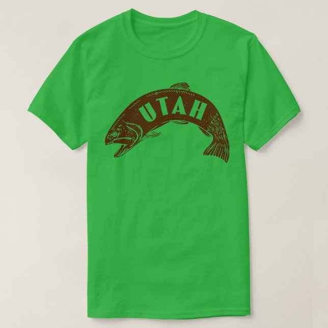 Utah Fish Wordmark Brown T-Shirt (Design Front)