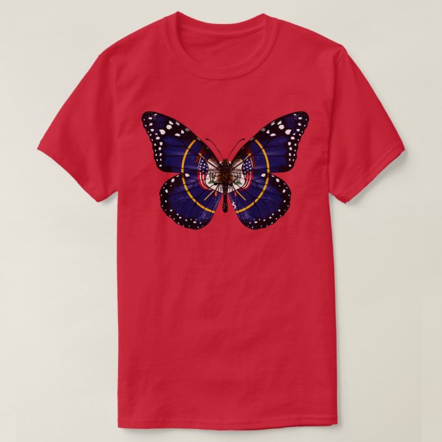 Utah Flag Butterfly Gift for Utahn From Utah UT T-Shirt (Design Front)