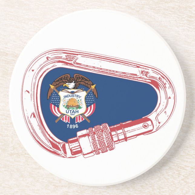 Utah Flag Climbing Carabiner Drink Coaster (Front)