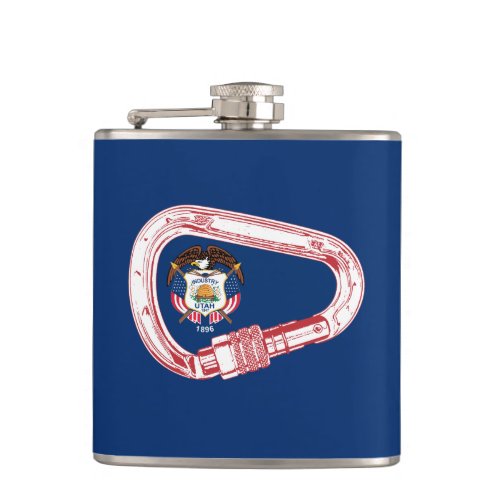 Utah Flag Climbing Carabiner Flask