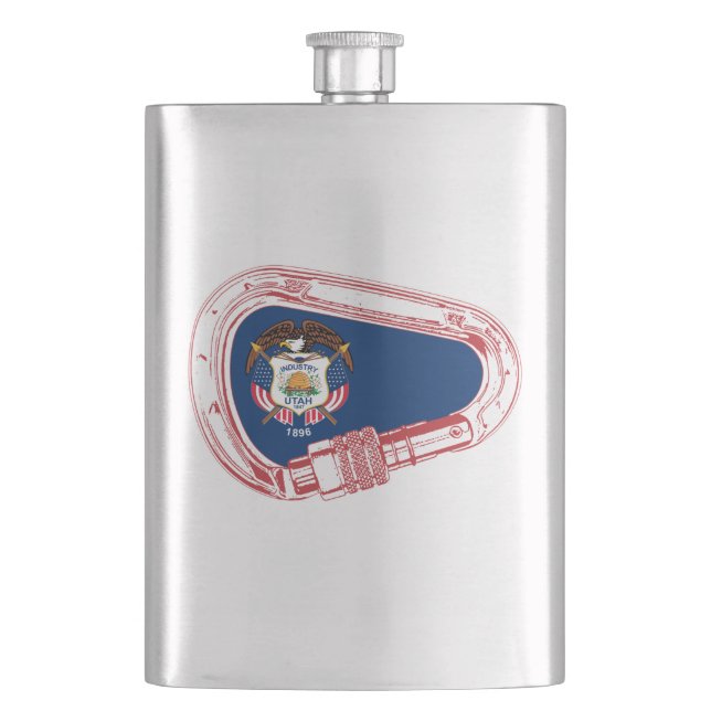 Utah Flag Climbing Carabiner Hip Flask (Front)