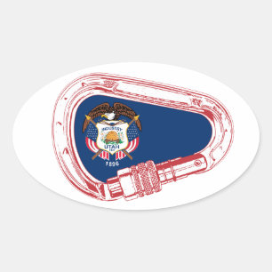 Utah Flag Climbing Carabiner Oval Sticker