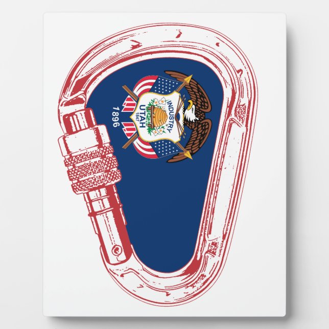 Utah Flag Climbing Carabiner Plaque (Front)