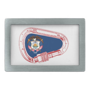 Utah Flag Climbing Carabiner Rectangular Belt Buckle