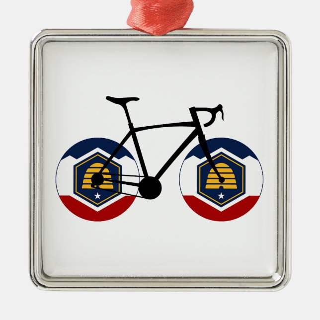 Utah Flag Cycling Metal Ornament (Front)