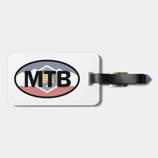 Utah Flag Mountain Biking Oval Luggage Tag (Back Horizontal)