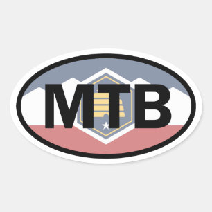Utah Flag Mountain Biking Oval Oval Sticker