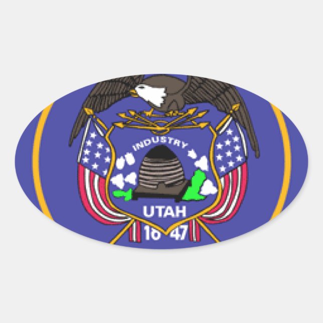 Utah Flag Oval Sticker (Front)