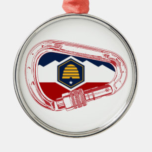 Utah Flag Rock Climbing Carabiner Metal Ornament