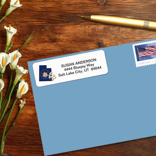 Utah Flag with State Flower Sego Lily Custom Label (Creator Uploaded)