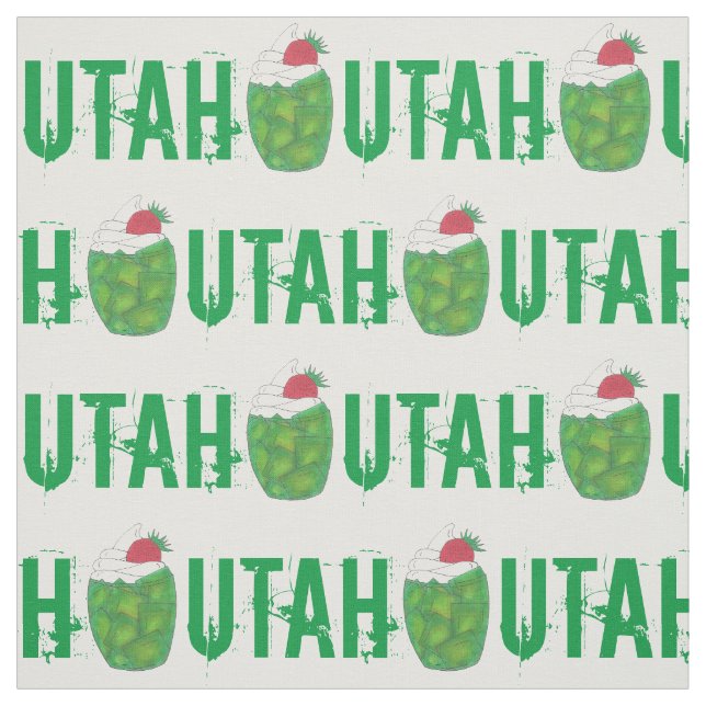 UTAH Green Gelatin Dessert Parfait Strawberry Food Fabric (Swatch)