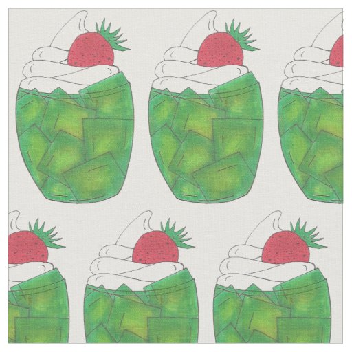UTAH Green Gelatin Dessert Parfait Strawberry Food Fabric