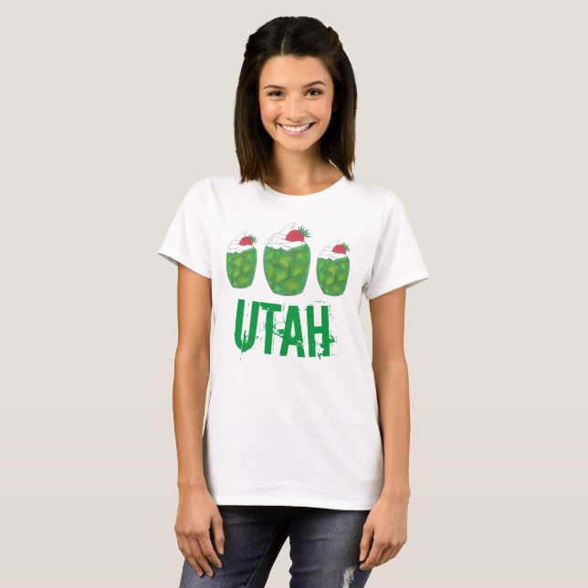 UTAH Green Gelatin Dessert Parfait Strawberry Food T-Shirt (Front Full)