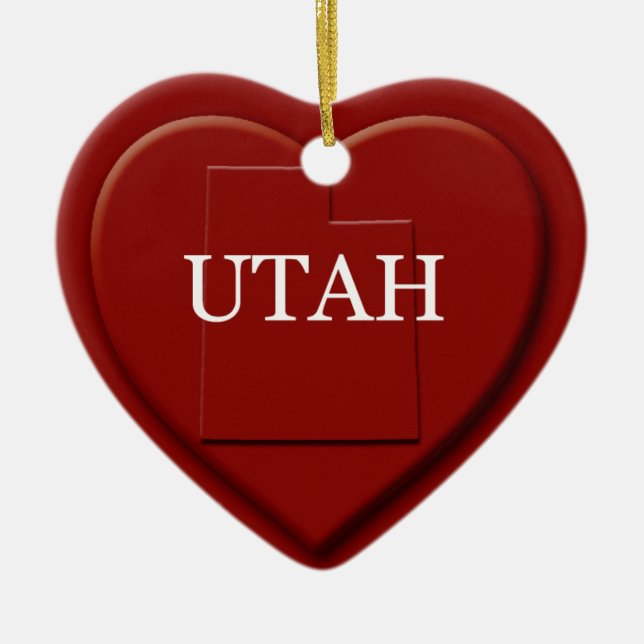 Utah Heart Map Christmas Ornament (Front)