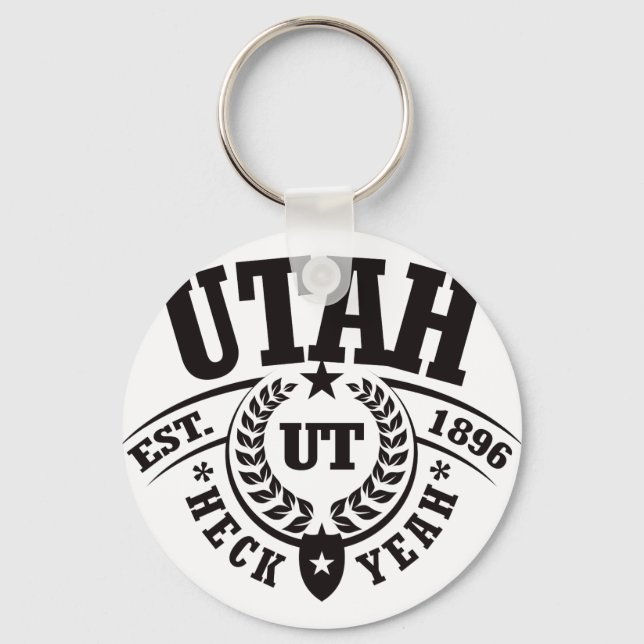 Utah, Heck Yeah, Est. 1896 Keychain (Front)
