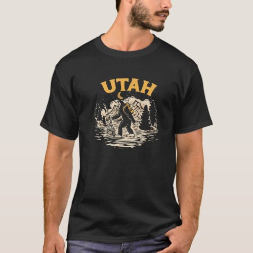 Utah Hiking Bigfoot Nighttime Stroll Mountains T_Shirt