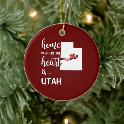 Utah home is where the heart is ceramic ornament