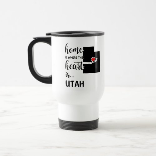 Utah home is where the heart is travel mug
