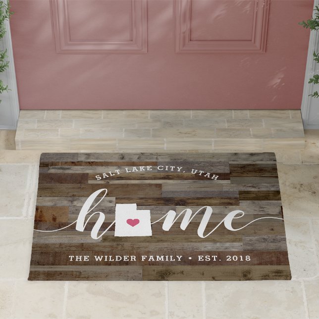 Utah Home State Personalized Wood Look Doormat (Creator Uploaded)