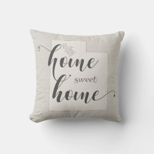 Utah - Home Sweet Home burlap-look Throw Pillow
