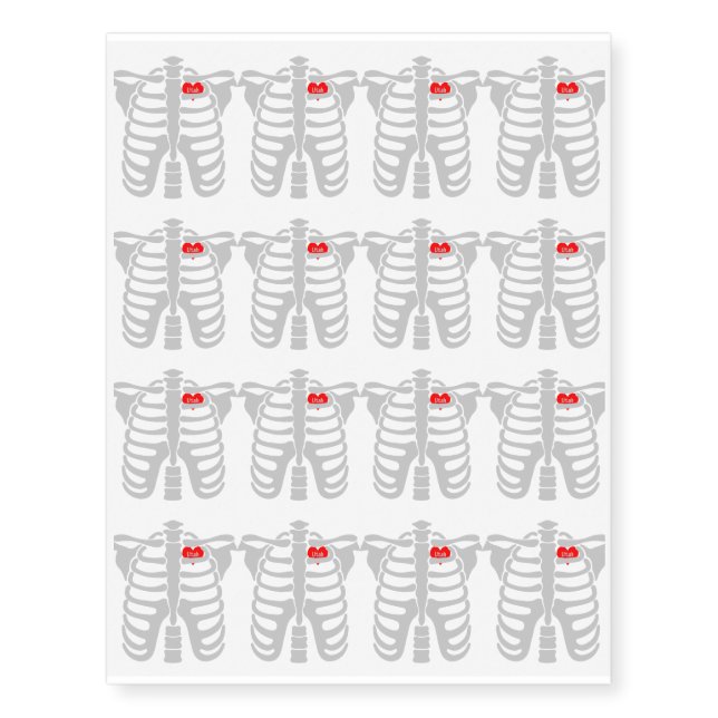 Utah In Heart Skeletons Halloween Funny Temporary Tattoos (Front)