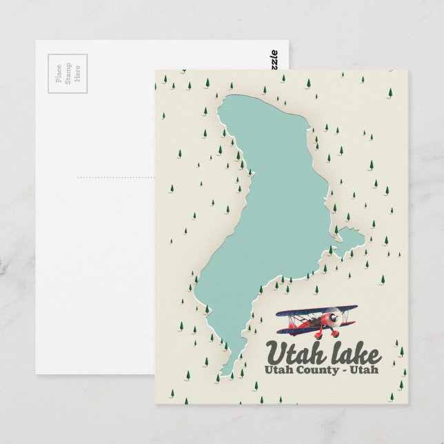 Utah Lake, Utah travel map Postcard (Front/Back)
