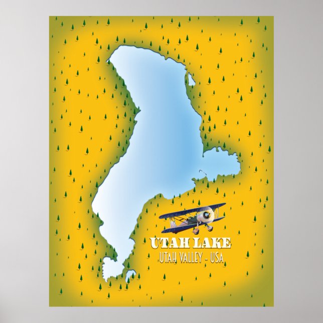 utah lake, Utah Valley map travel poster. Poster (Front)