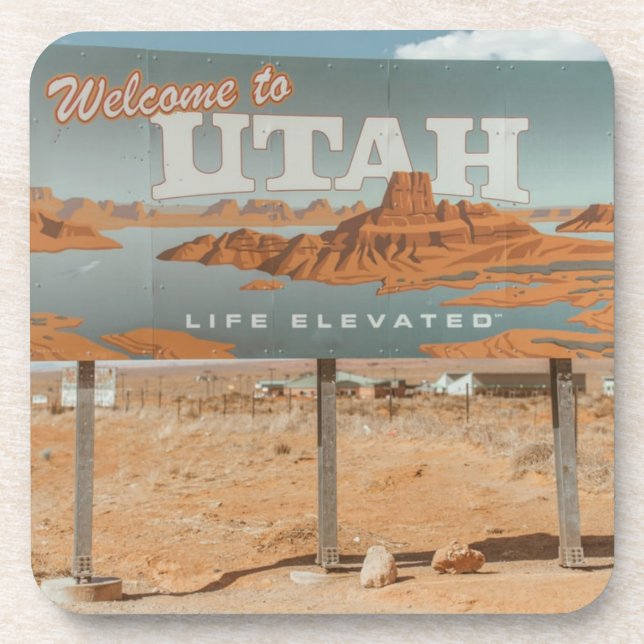 Utah Life Elevated Beverage Coaster (Front)