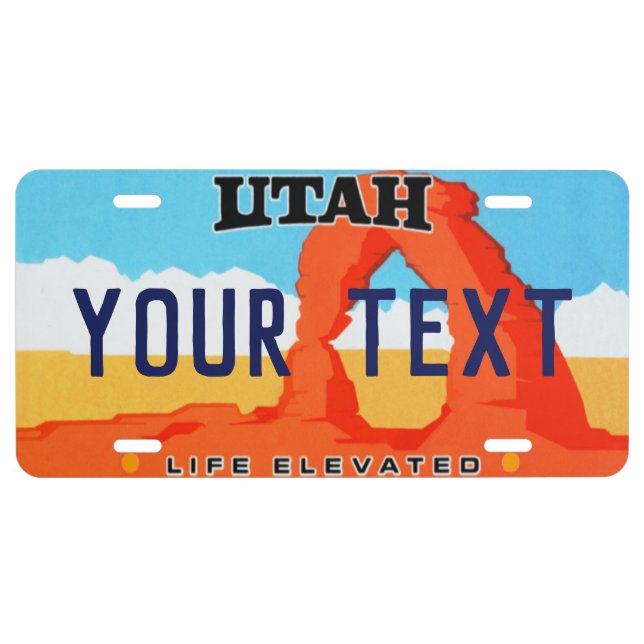 Utah Life Elevated Custom License Plate (Front)